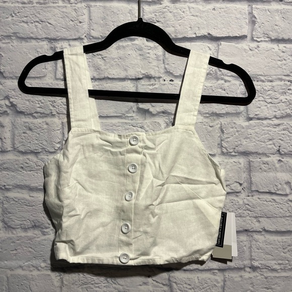 bp Tops - New BP Button Up Linen Crop Top XS